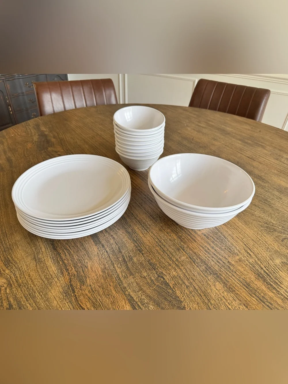 Target Home Melamine Dinnerware Set 20 Pc White Ribbed Plates Bowls